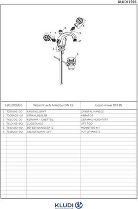 Kludi Waschtischarmatur ADLON DN 15 m Swarovski-Elementen Ausl. 140mm