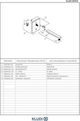 Kludi Waschtischarmatur ZENTA E DN 15 elektr Ausldg 240mm 230 V Netz chr