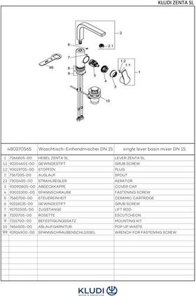 Kludi Waschtisch-Einhandmischer ZENTA SL DN 15 chr