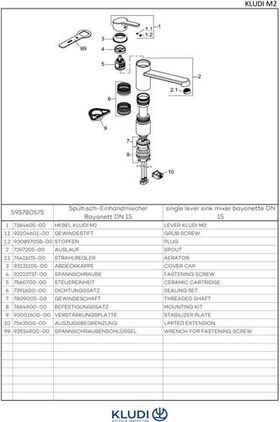 Kludi SPT-Bajonett-EHM M2 DN 15 chrom