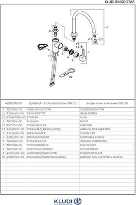 Kludi SPT-Einhandmischer BINGO STAR DN 15 ES-finish