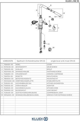 Kludi SPT-Einhandmischer L-INE S ECO kurzer Hebel, herausziehbar chrom