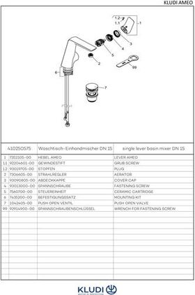 Kludi Waschtisch-Einhandmischer AMEO DN 15 seit Bedien. Ablgrt G 1 1/4Zoll chr