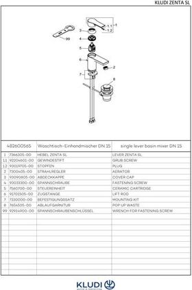 Kludi Waschtisch-Einhandmischer ZENTA SL DN 15 chr