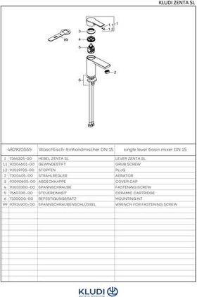 Kludi Waschtisch-Einhandmischer ZENTA SL DN 15 chr