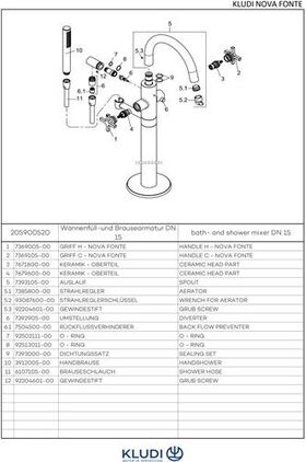 Kludi WF u Br-arm NOVA FONTE CLASSIC freistehend, DN 15 chrom