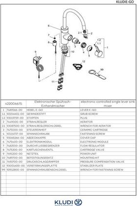 Kludi Spültisch-Einhandmischer E-GO DN 15 elektr 230 V Netz tiefmattschwarz