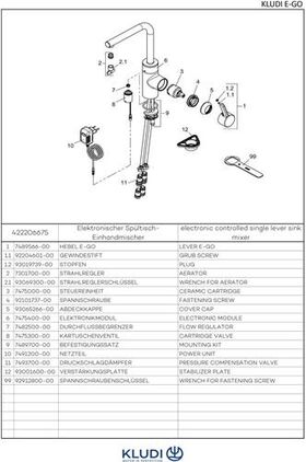 Kludi Spültisch-Einhandmischer E-GO elektronisch, DN 15 tiefmattschwarz