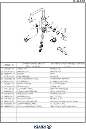 Kludi Spültisch-Einhandmischer E-GO elektronisch, DN 15 tiefmattschwarz