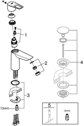 Grohe Einhand-Waschtischbatterie BAULOOP 1/2Zoll M-Size chr