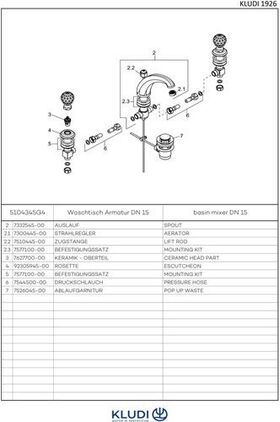 Kludi Waschtischarmatur ADLON DN 15 m Swarovski-Elementen Ausl. 15cm v