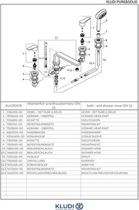 Kludi WF und Brausearmatur PURE&SOLID DN 15 chr