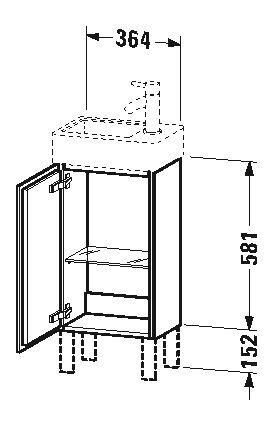 Duravit Waschtischunterbau L-CUBE 582x364x241mm, Anschlag rechts leinen