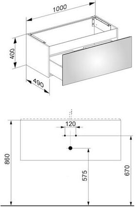 Keuco Waschtischunterbau X-LINE 1000x400x490mm trüffel