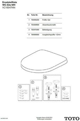 TOTO Ausgleichspuffer + 2mm f WCS MH slim/RP/RP compact/SP/GP