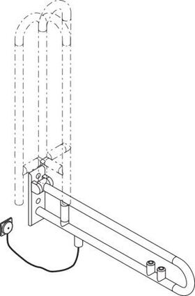 Hewi Stützklappgr. E-Ausführ. SERIE 801 drehb Spül/FKT rot 90cm aquablau