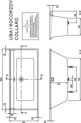 V&B Einbauwanne COLLARO 1600x750 m Ab u Überlgrt. chr Sto white