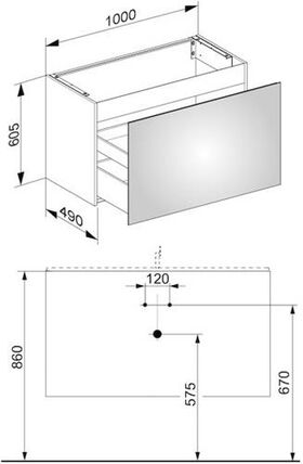 Keuco Waschtischunterbau X-LINE 1000x605x490mm trüffel