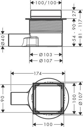 HG Punktablauf RainDrain Point Komplettset 100x100mm Edestahl gebürstet