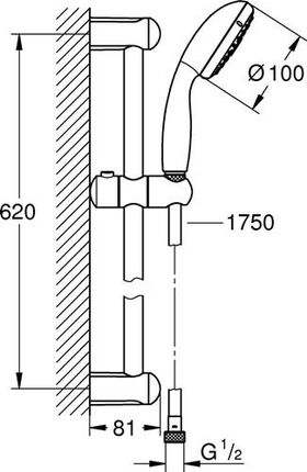 GROHE Brausestangenset Tempesta 100 BSt 600mm chr