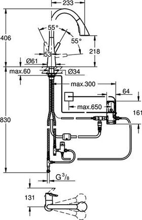 Grohe EH-Spültischbatterie ZEDRA TOUCH 1/2Zoll C-Auslauf elektronisch chr