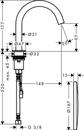 Elektronik-Waschtischmischer AXOR UNO 230 V brushed bronze