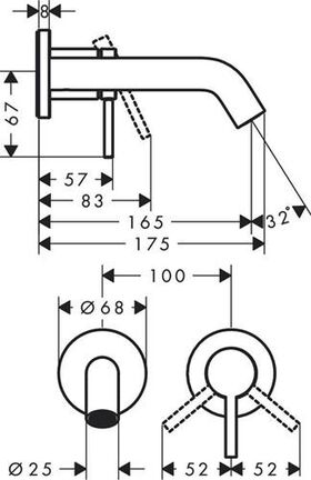 HG Einhebel-Waschtischmischer Tecturis S UP f Wd-mon Ausladung 165mm mattschwarz