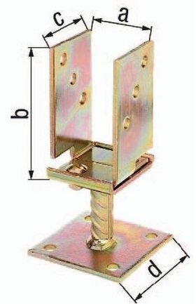 U-Pfostenträger 71-131x110x70x100mm TZN breitenverstellbar,zum Aufschr.GAH