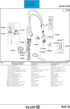 Kludi Spültisch-Einhandmischer E-GO DN 15 elektr 6 V Lithium Batterie chr