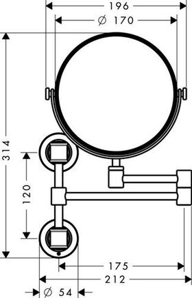 Rasierspiegel AXOR MONTREUX Wandmontage polished black chrome