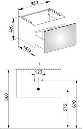 Keuco Waschtischunterbau X-LINE 650x400x490mm weiß