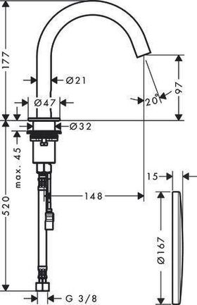 Elektronik-Waschtischmischer AXOR UNO 230 V mattschwarz