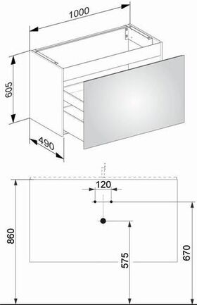 Keuco Waschtischunterbau X-LINE 1000x605x490mm vulkanit