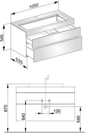 Keuco Waschtischunterbau EDITION 400 1050x546x535mm m HL-Boh we hgl