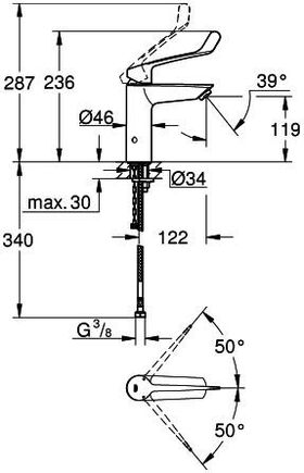 Grohe EH-WTbatt EUROSMART 1/2Zoll M-Size chr