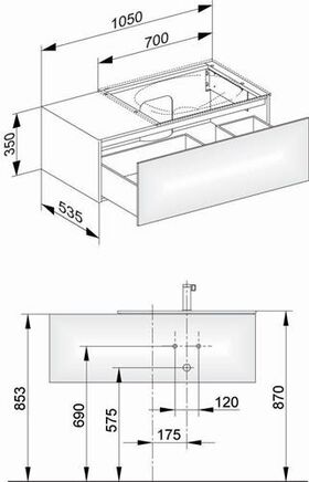 Keuco Waschtischunterbau EDITION 11 1050x350x535mm ant sdm