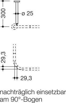 Hewi Deckenabhängung d= 25mm Edelstahl matt geschliffen 300mm