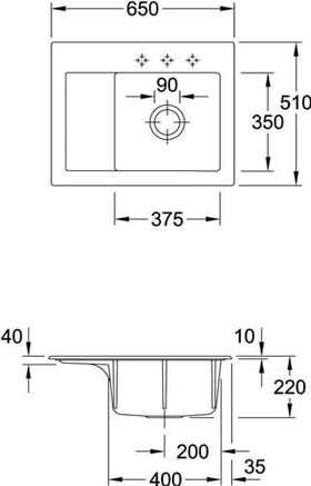 V&B Spüle SUBWAY 45 COMPACT 650x510mm Be re Handbet. stone whote C+