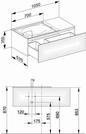 Keuco Waschtischunterbau EDITION 11 1050x350x535mm m LED-I-Bel ant sdm