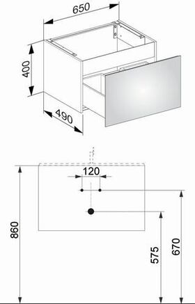 Keuco Waschtischunterbau X-LINE 650x400x490mm vulkanit