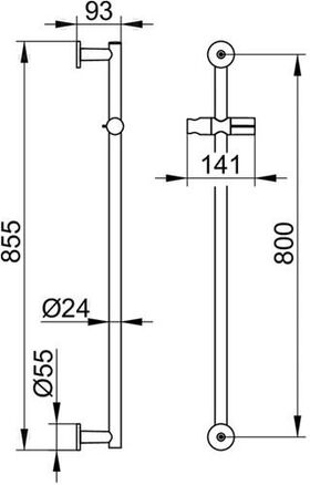 Keuco Brausestange IXMO 855mm Rosette rund vc