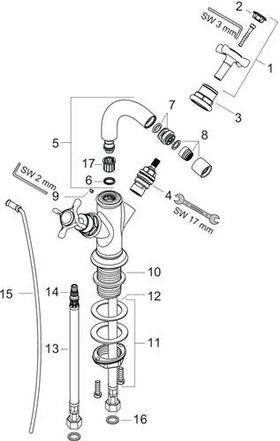 2-Griff-Bidetarmatur AXOR MONTREUX m Zugstangen-Ablaufgarnitur 1 1/4Zoll chrom