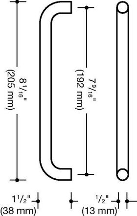 Möbelgriff PA 90 tiefschwarz ma 192mm D.13mm HEWI