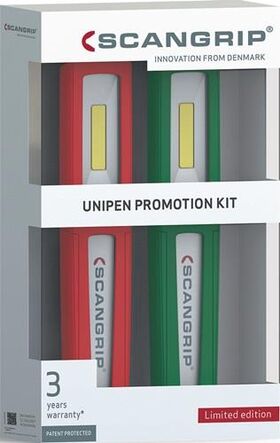 LED-Akkuhandleuchten-Set UNIPEN 3,7 V 750 mAh Li-Ion 1,5 W 75/150 lm rot+grün