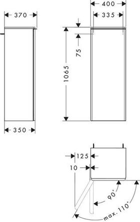 HG Halbhochschrank Xelu Q 1065x400x370mm we hochglanz Griff chrom