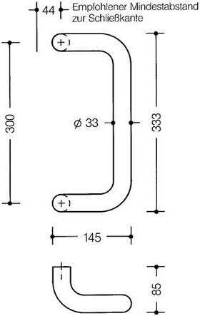 Stoßgriff 550.33BGKLT PA Farb-Nr.98m A.300mm L.333mm B.145mm HEWI