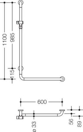 Hewi Winkelgriff mit Brausehalter m Handbr Schlauchlänge 1600mm reinweiß