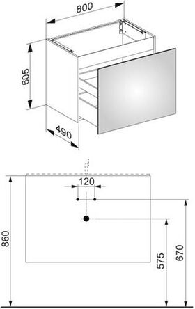 Keuco Waschtischunterbau X-LINE 800x605x490mm trüffel