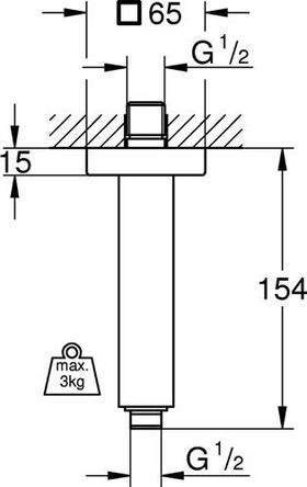 Grohe Deckenauslass RAINSHOWER Länge 154mm chr