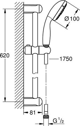 GROHE Brausestangenset Tempesta 100 BSt 600mm chr